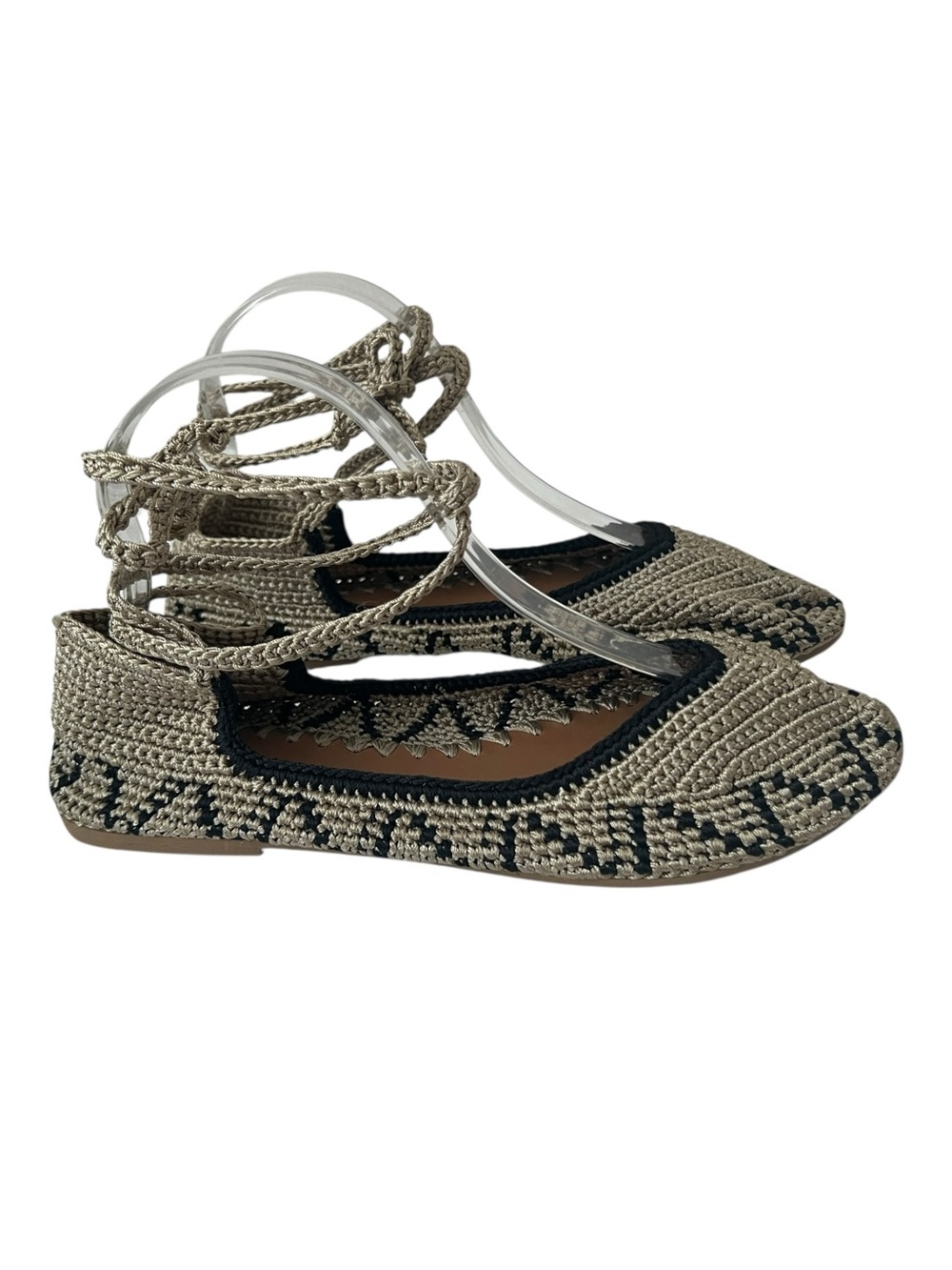 Painted Bird Crochet Ballet Lace Up Flats Size 9